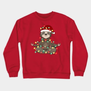 Lazy Sloth Santa Meditation Christmas Lights Crewneck Sweatshirt